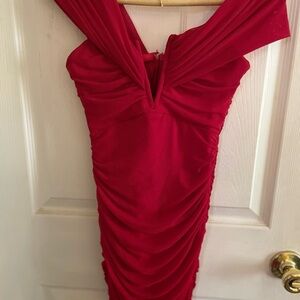 Selfie Leslie Ruby Red Ruched Mini Dress